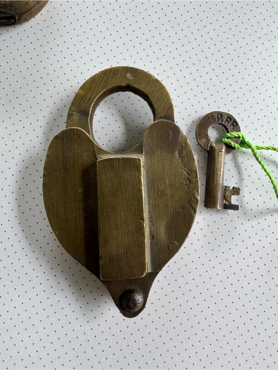 Other - Brass Heart Padlock Wall Decor with Key - Brass Finish